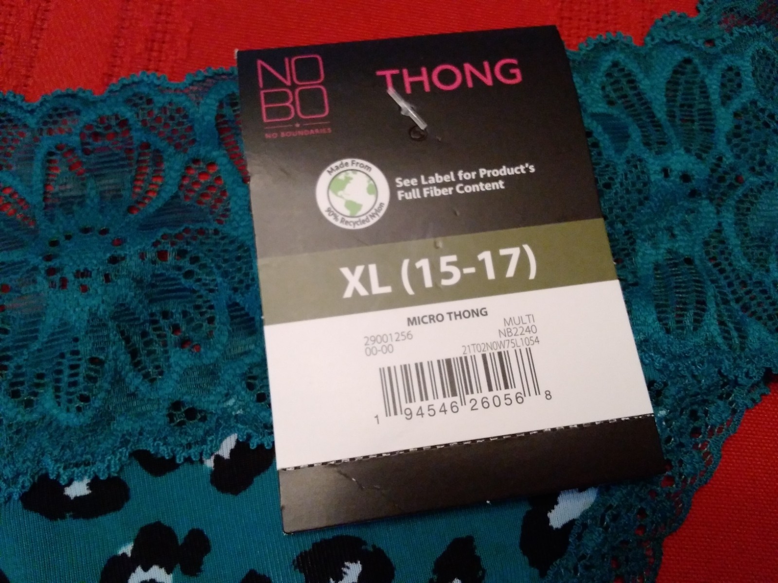Panties NWT No Boundaries NOBO Green Lace Thong XL
