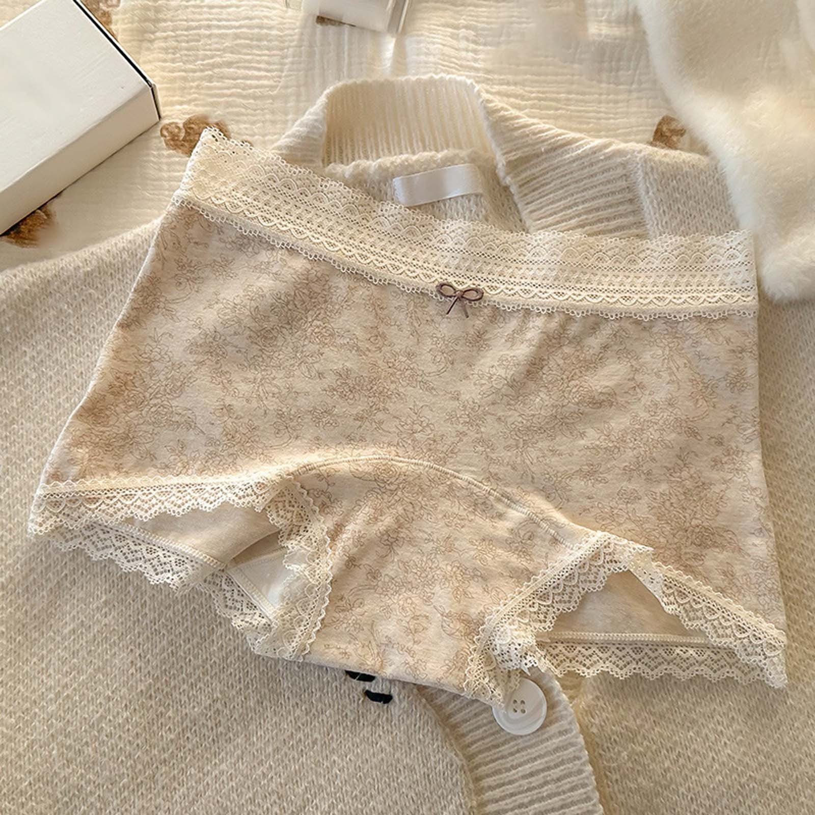 Womens Small Floral Lace Mid Rise Plus Size Panties 10A Antibacterial Extended
