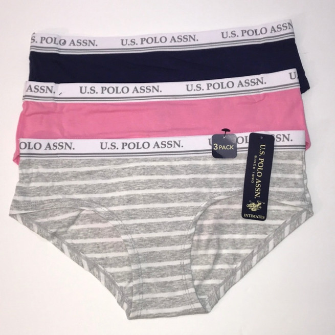 U.S POLO ASS BUNDLE 3 PIECES COTTON BRIEF CHEKINEE BOYSHORT PANTIES WOMEN