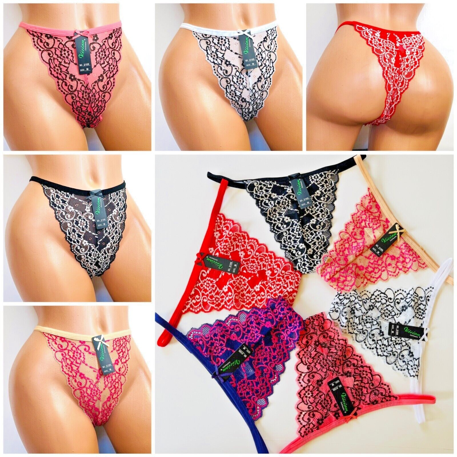 Women’s Thong Tangas G-string Undies panties 6 OR 12 lace sexy Underwear 84 S-XL