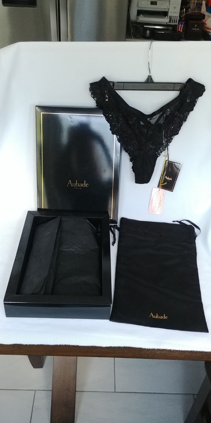 Aubade Paris Lingerie on Lex Nuit Indecente Tanga Noir Black Panties Size S