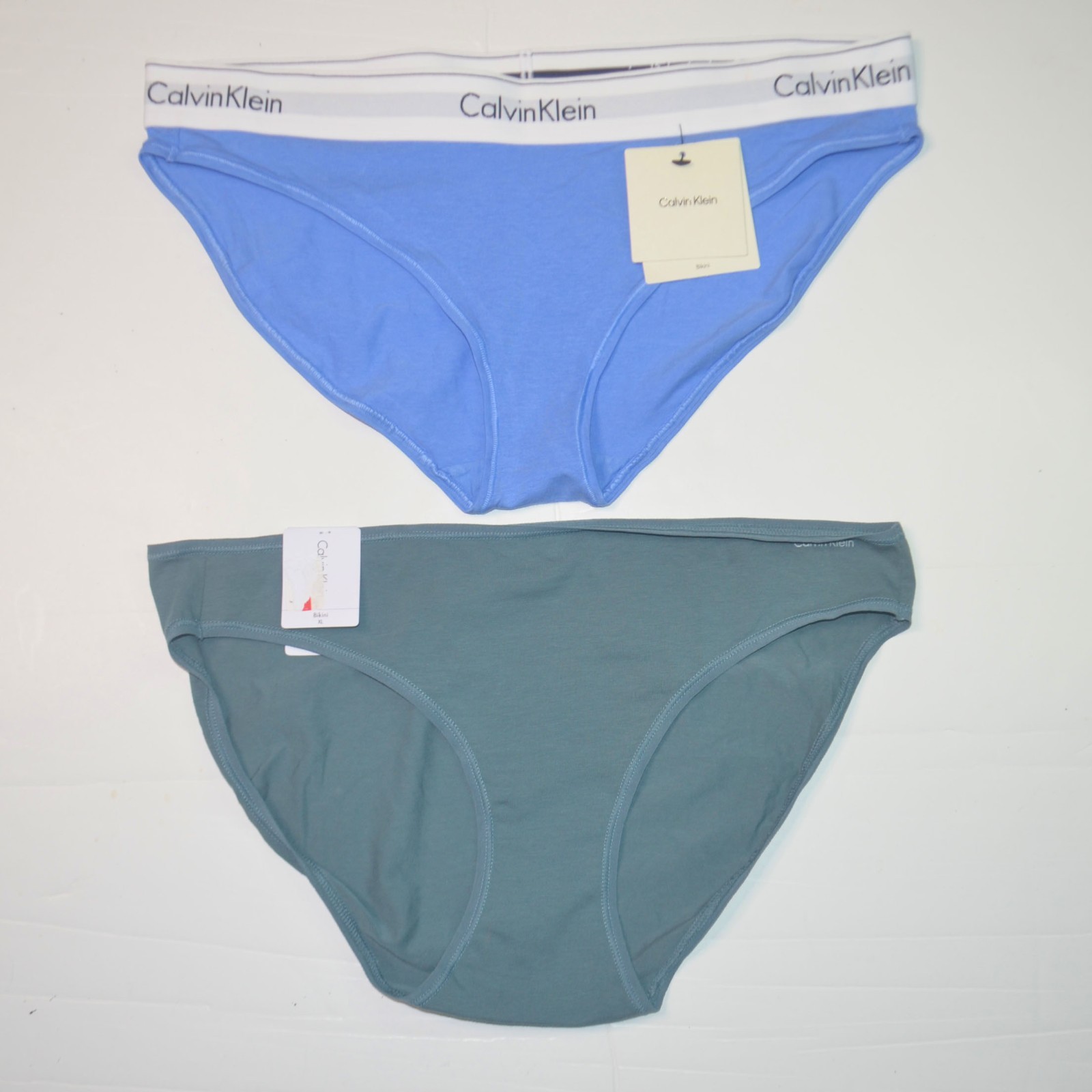 2 Pack NWT CALVIN KLEIN Logo Low-Rise Cotton Blend Bikini Underwear Sz XL