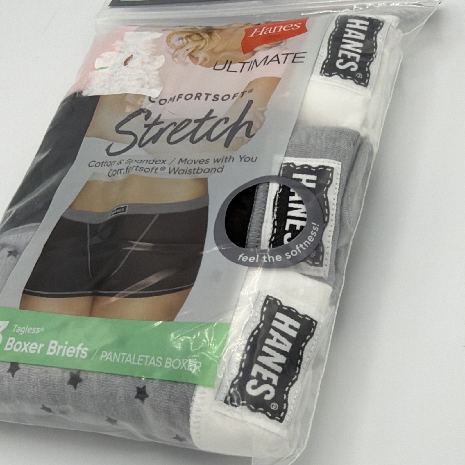 Hanes Womens Ultimate Comfort Stretch Tagless Boxer Briefs Size S/5 3 Pack NEW