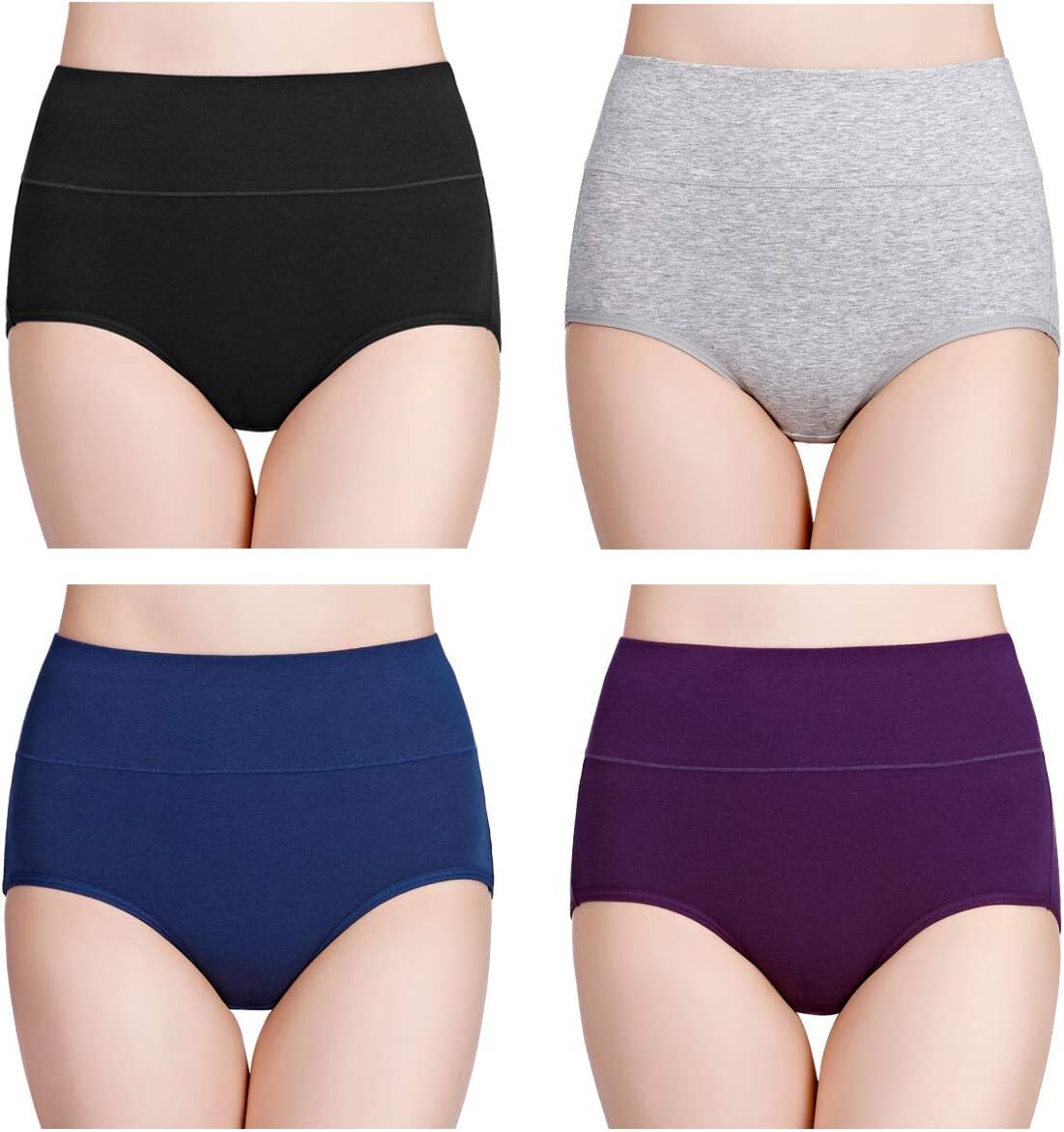wirarpa Women Cotton Underwear High Waisted Ladies Panties Full Coverage B