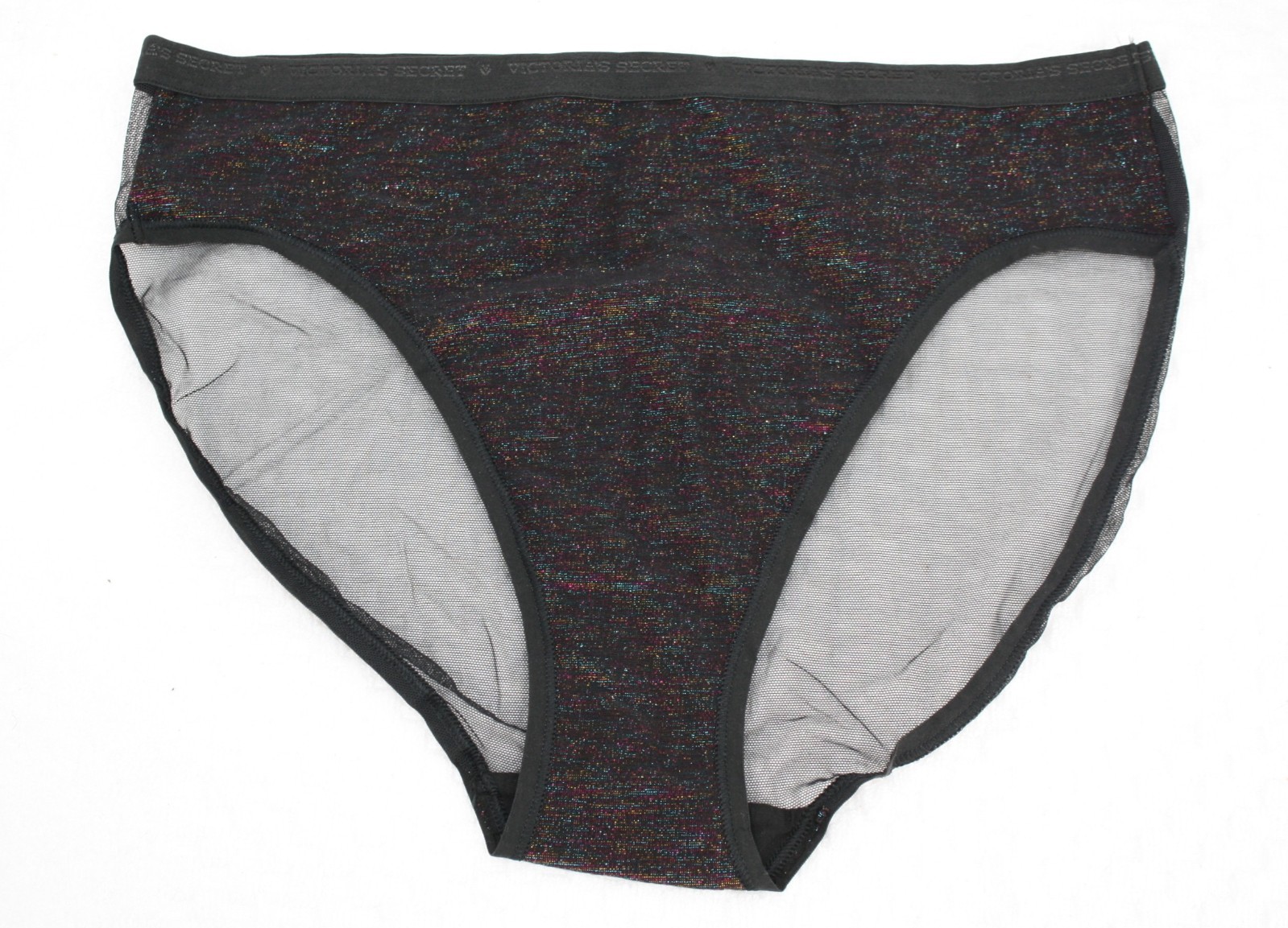 NWT 5 VICTORIA’S SECRET HIGH LEG BRIEFS Cotton GRAY GREEN PINK BLACK BLUE mesh M