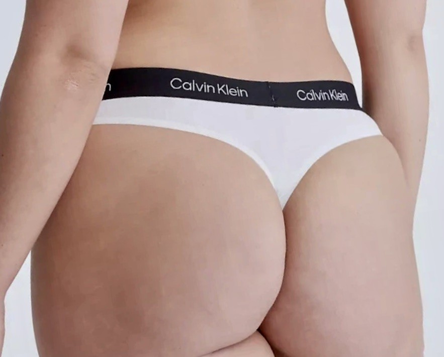 CALVIN KLEIN 1996 Modern Cotton White Black Thong Panty Womens Plus Sz 1X 2X 3X
