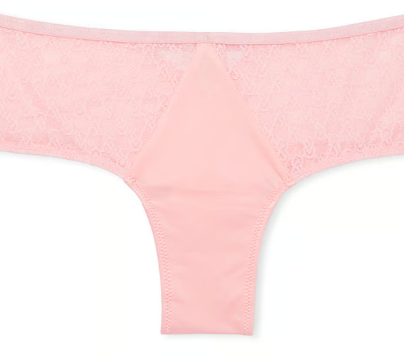 XXL Pink Blossom Satiny Insert LOGO Lace Very Sexy Cheeky Victorias Secret Panty