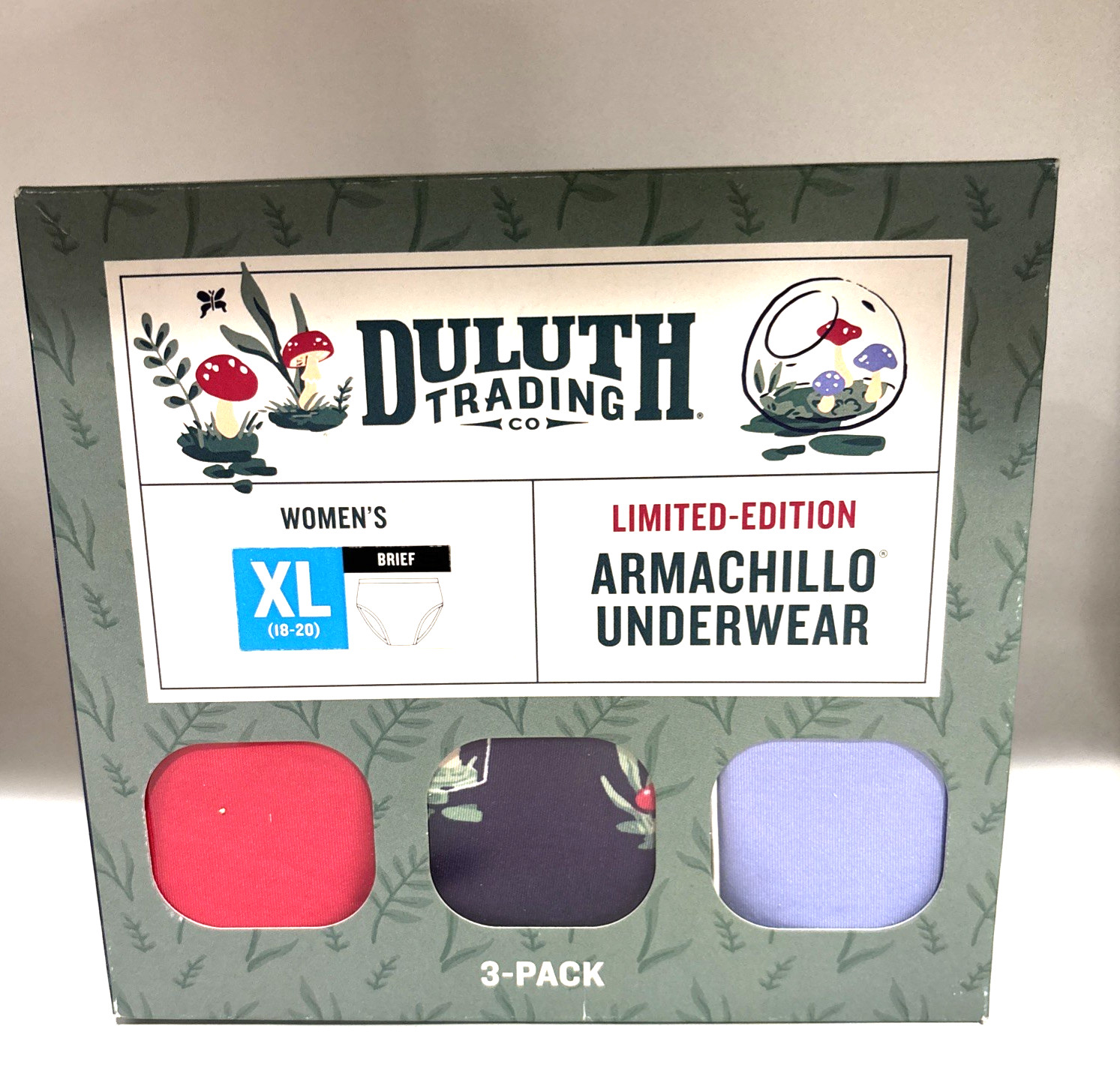 Duluth Trading Co. Womens XL 3-Pack Armachillo Brief Panties Limited Edition NWT