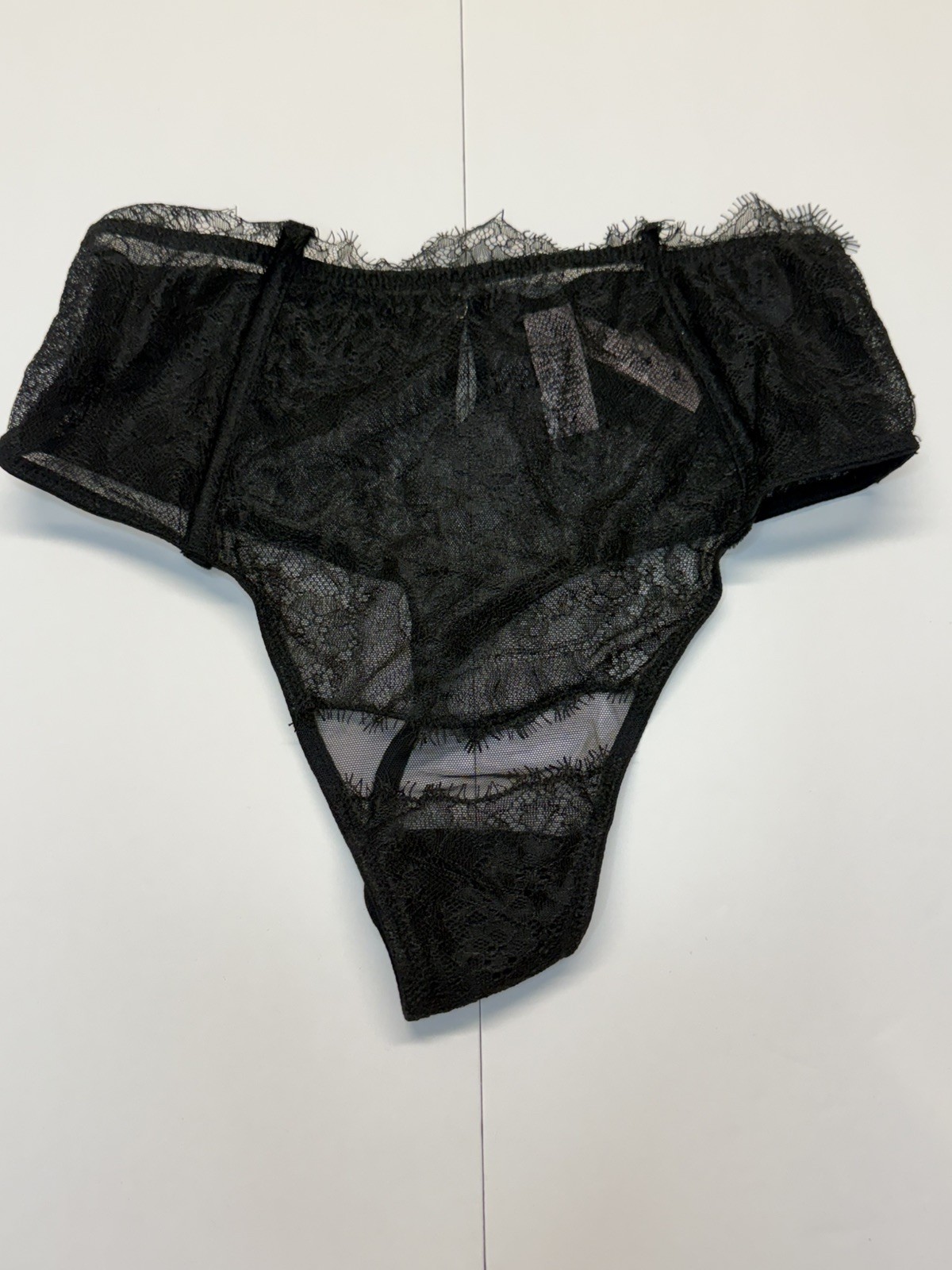 NWT VTG Victoria’s Secret Dream Angels Black High Waist Thong Panties Size Small