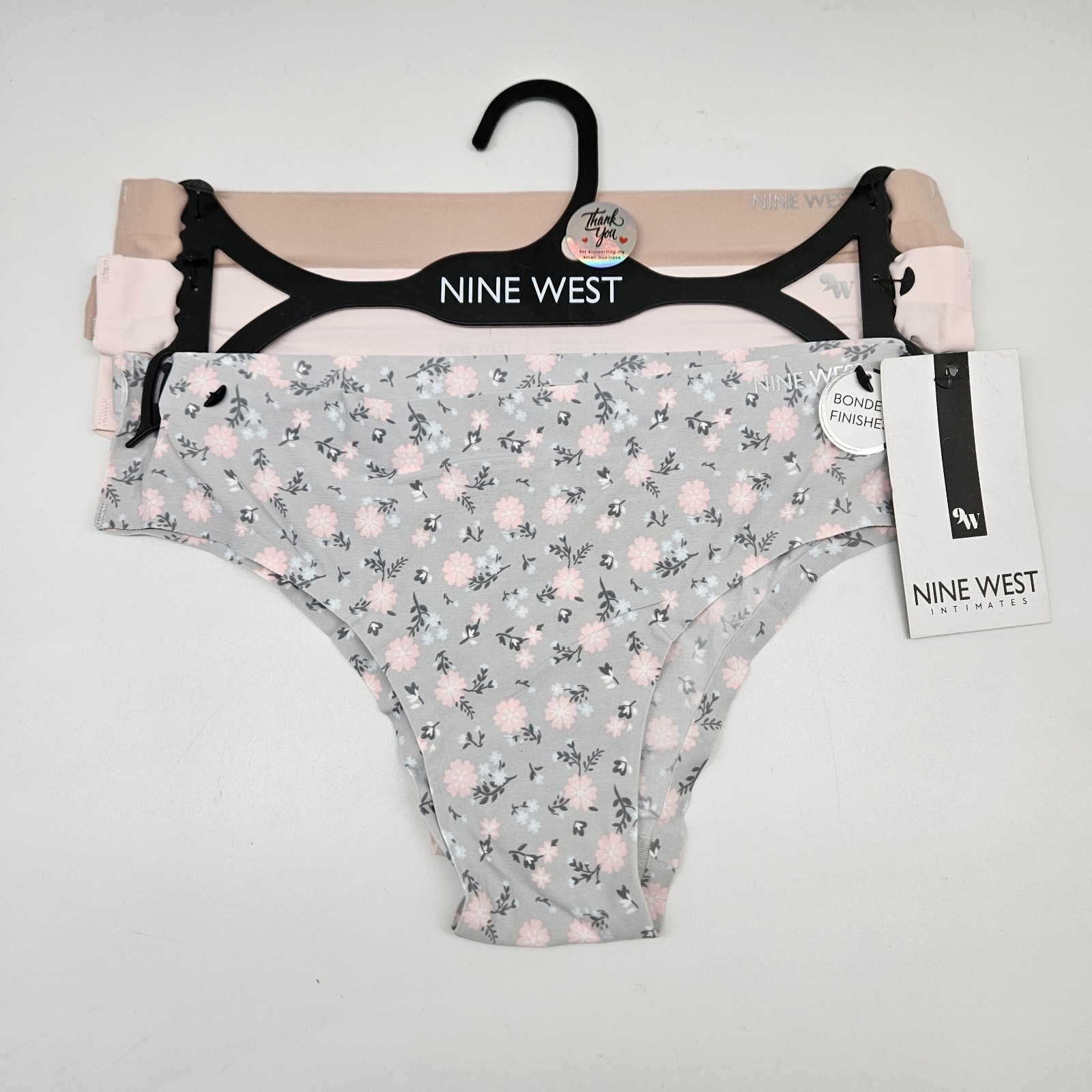 9W 9 NINE WEST 3 Pack Women’s S M XL Bonded Finishes Panties Beige Pink Gray