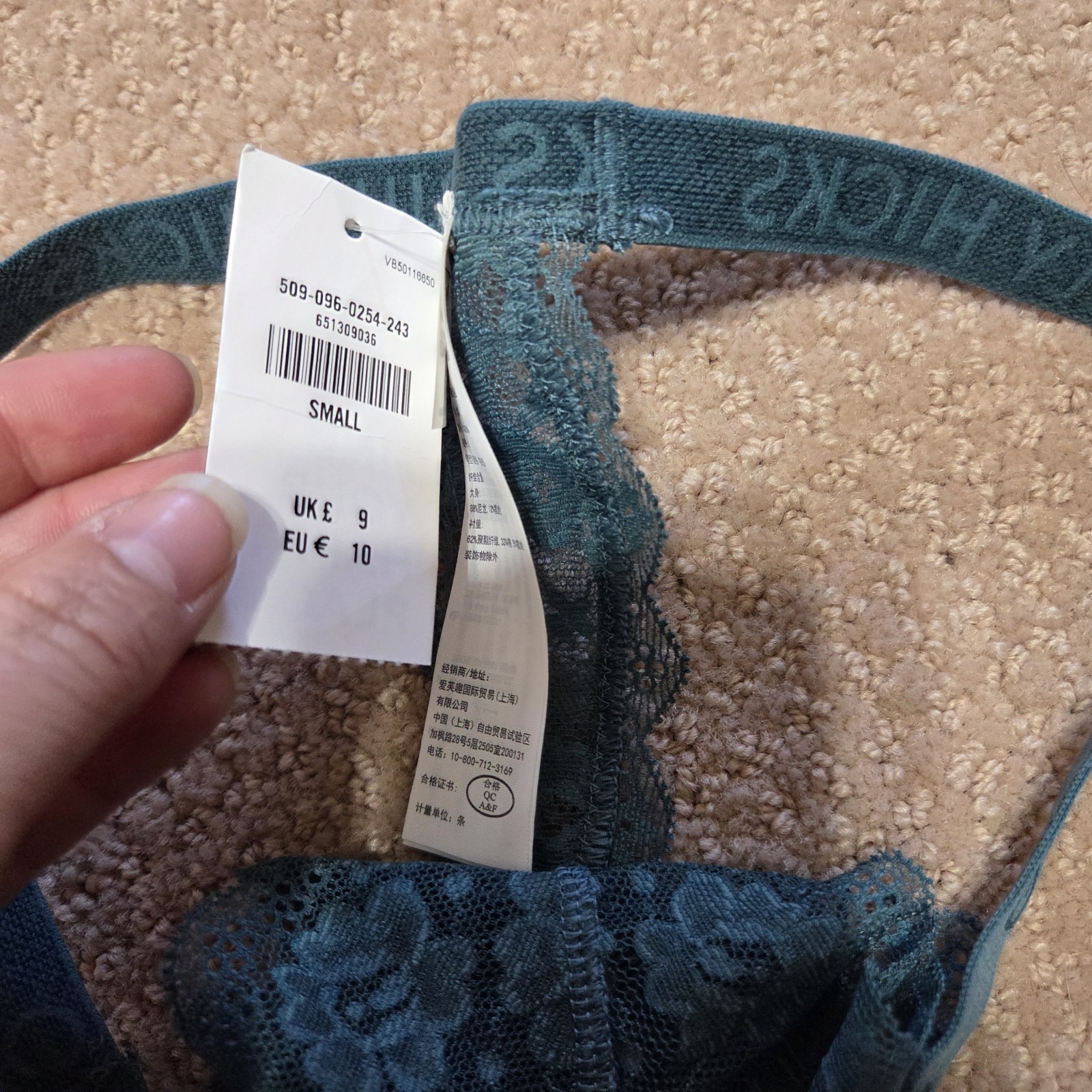 Gilly Hicks NWT Lace Teal Womens Thongs Size Small Sexy Skimpy Tight Nightlife