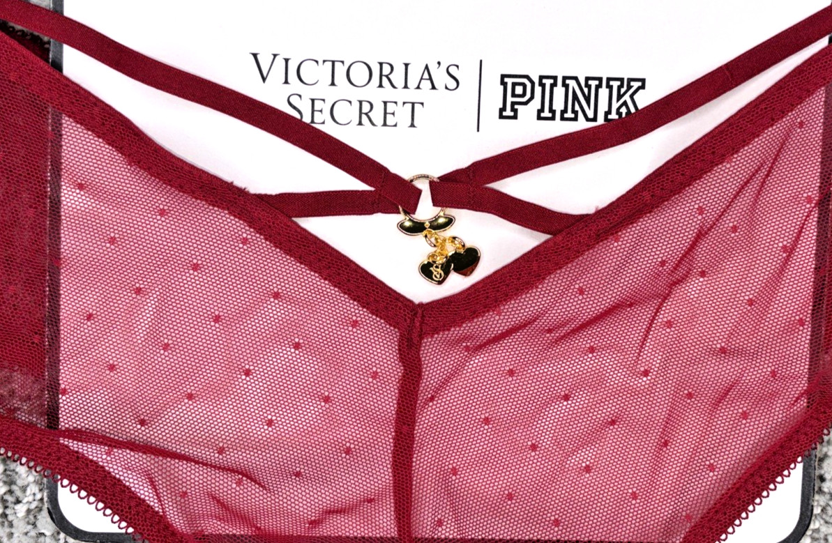 Victoria’s Secret Very Sexy NWT Small Red Strappy Cherry Hardware Cheeky Panty