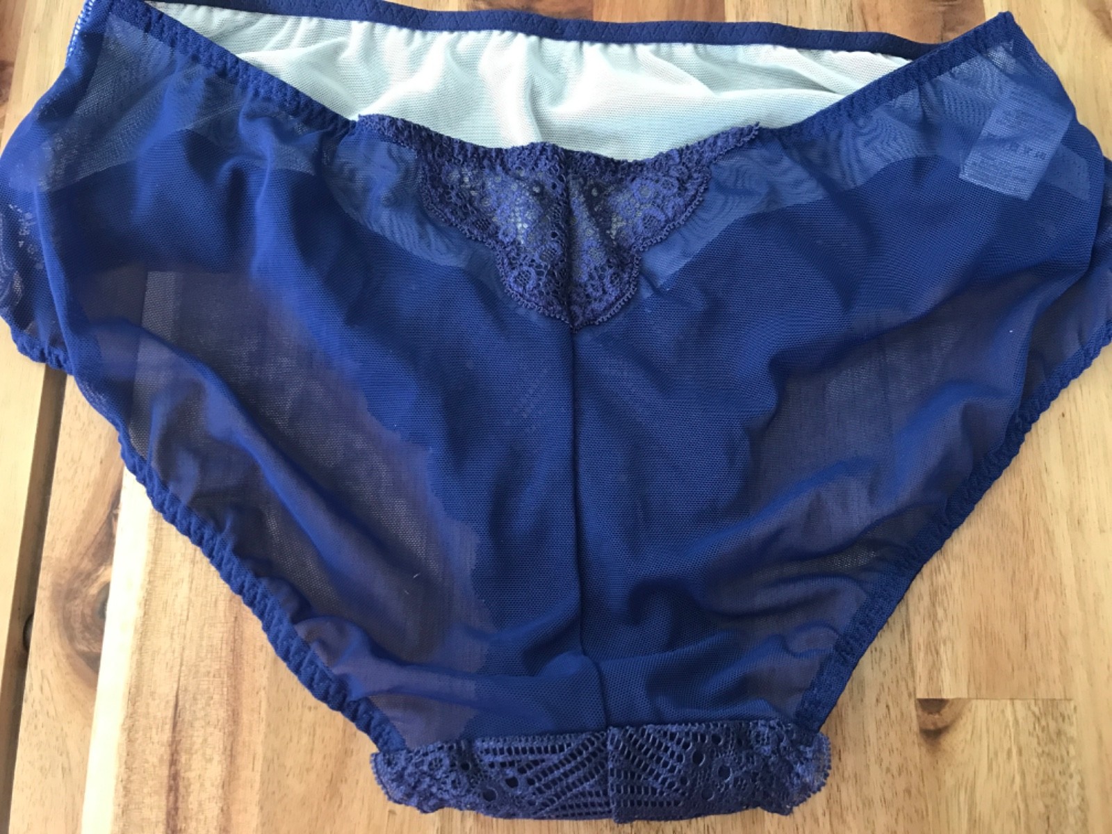 Curvy Kate blue pink lace edge brief sheer back new uk 12 new
