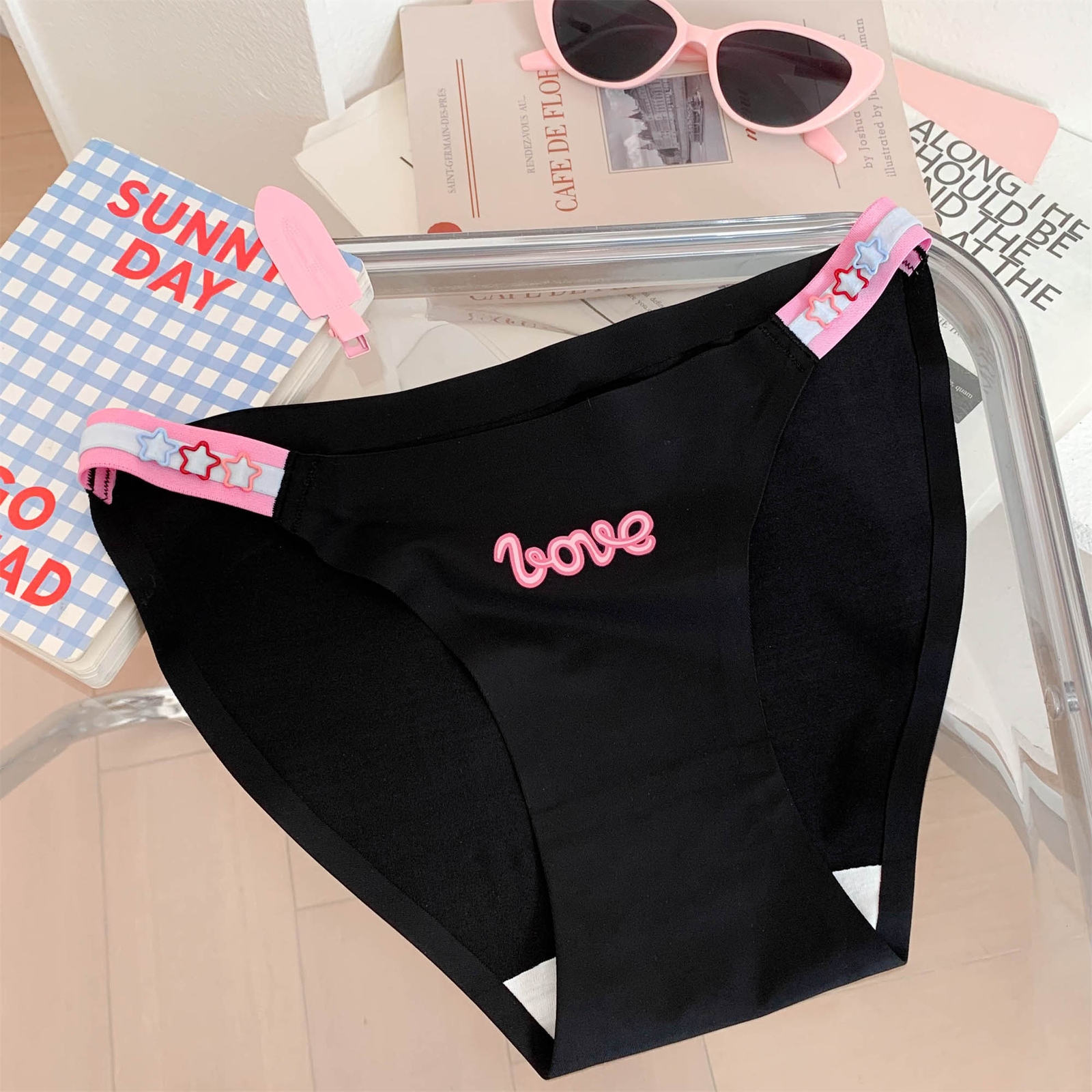 Rainbow Magic Cute Women Dopamine Fashion Panties Ice Silk Waist Belt Underwear