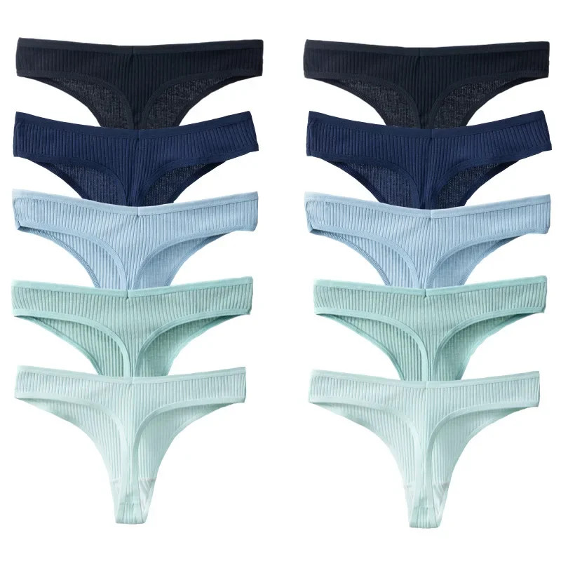 Cotton Thong Panties Low Rise Women’s Breathable Soft Stretch Underwear 10 Pcs