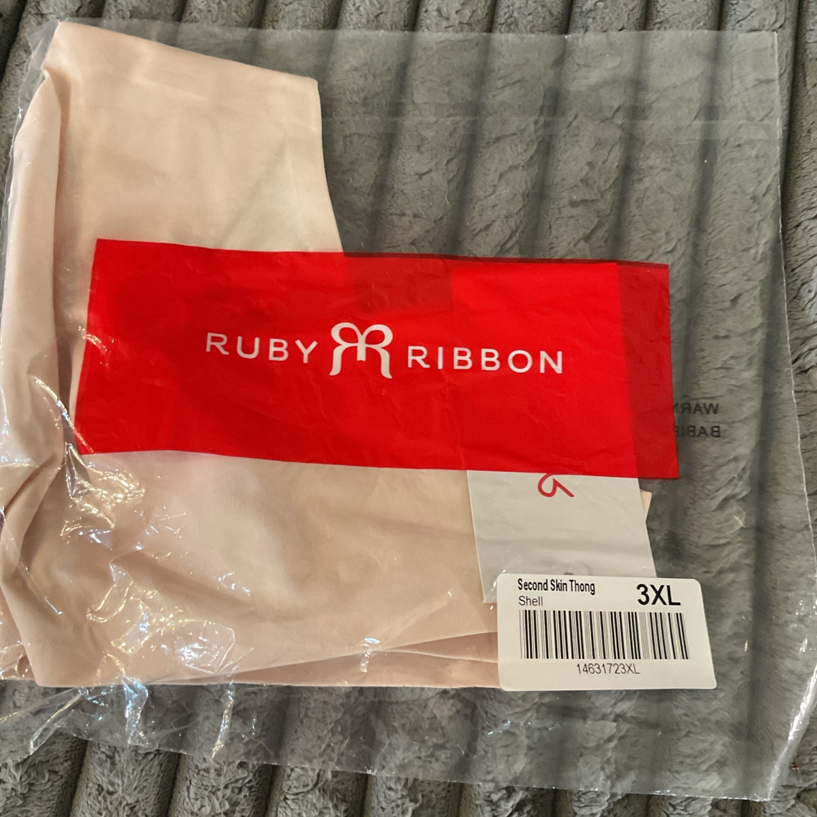 *NWT* Beige RUBY RIBBON SECOND SKIN THONG 3X style 1463 FREE SHIP