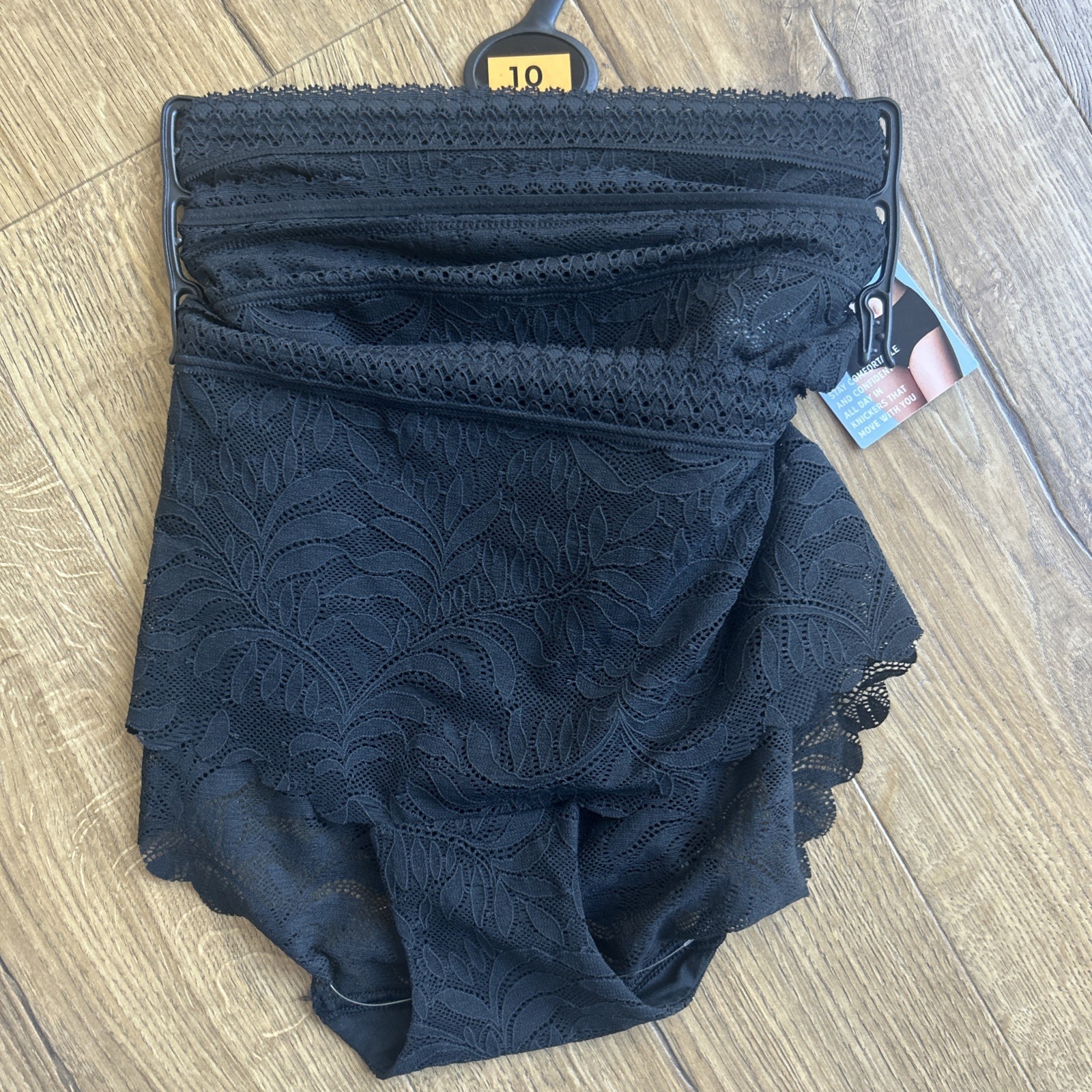 M&S 3 Pack ladies high rise shorts size UK 10 black knickers pants lace