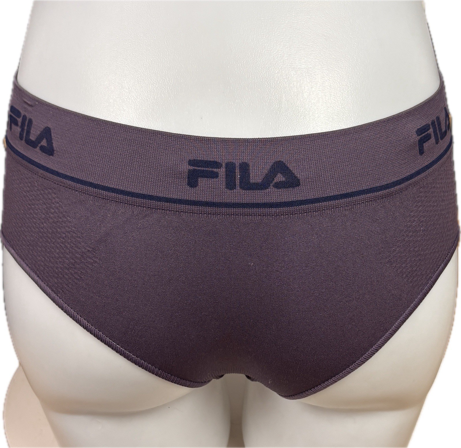 Fila L Purple-Navy-Gray Striped Name Logo Waistband Seamless Hipster Panties 3Pk