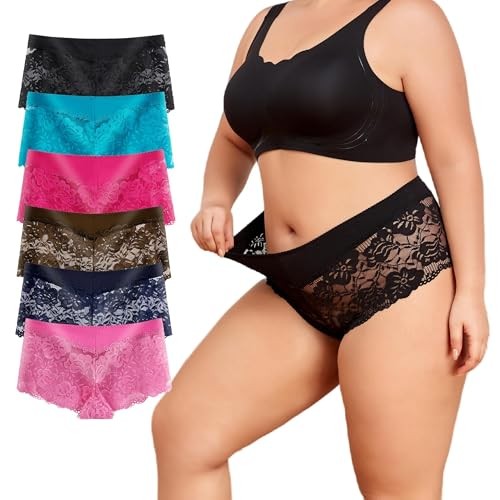 Sexy Underwear For Women, Plus Size Lace Boyshorts Panties 4X-Large Plus 9144-c