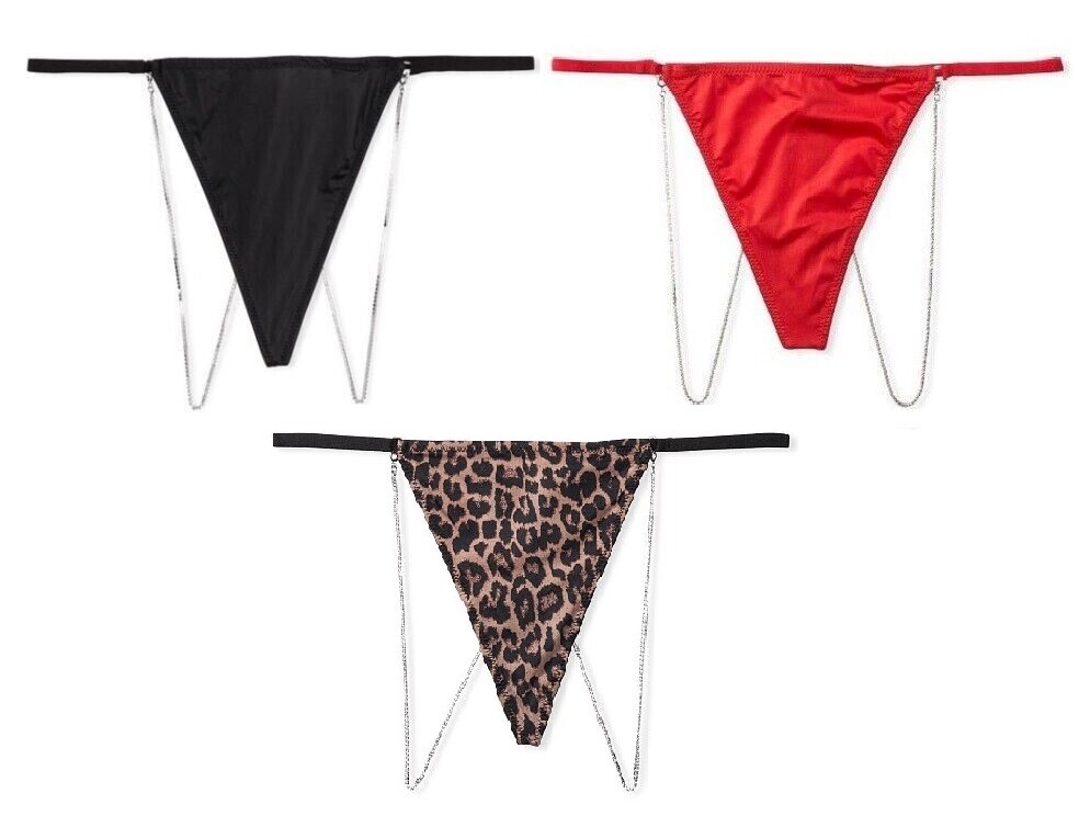 VICTORIAS SECRET VERY SEXY MICRO & CRYSTAL CHAIN V-STRING THONG PANTY S M L XL