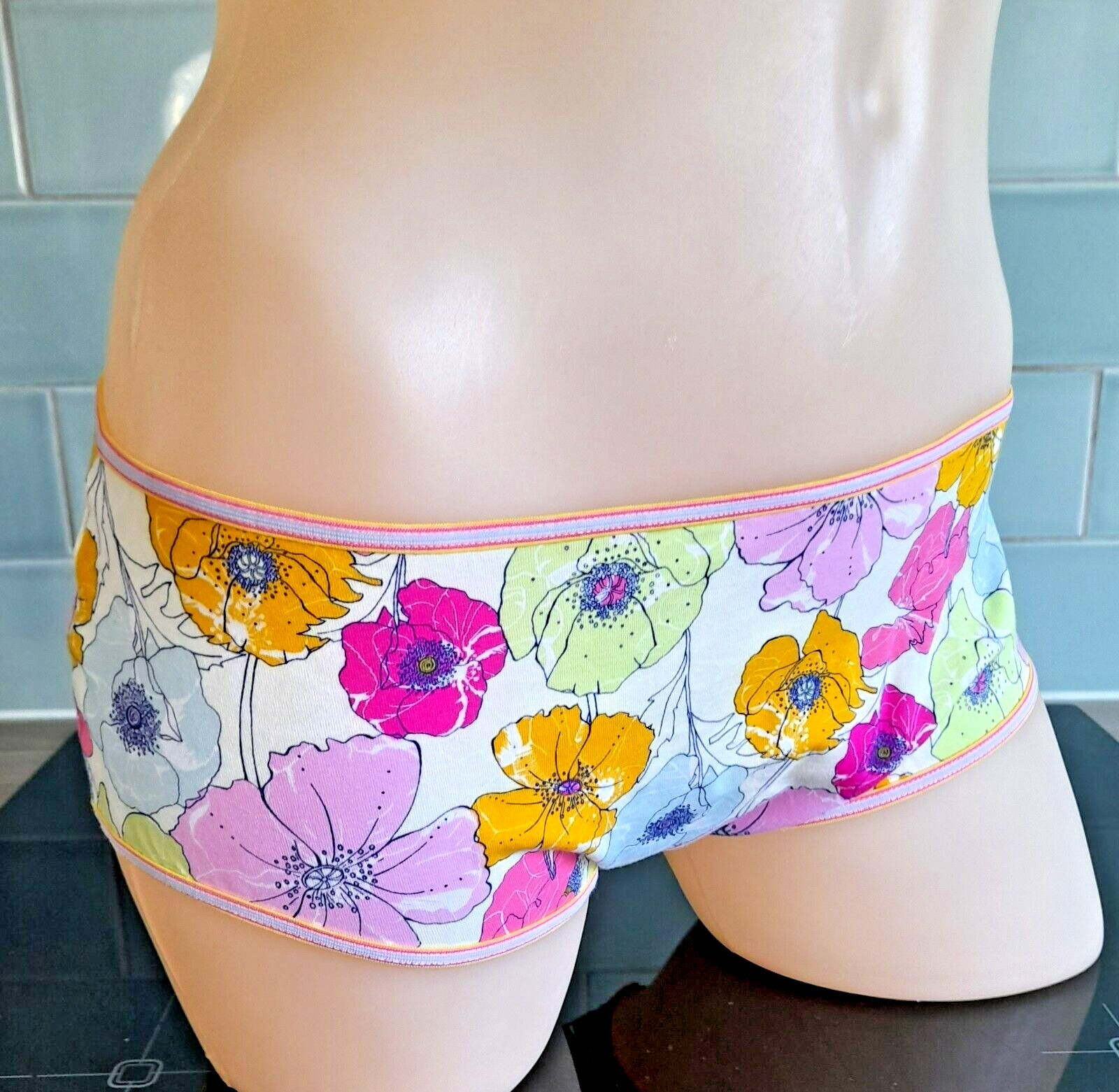 Antonia Ghazlan Pink/Blue/Green/Yellow Floral Printed Cotton Briefs
