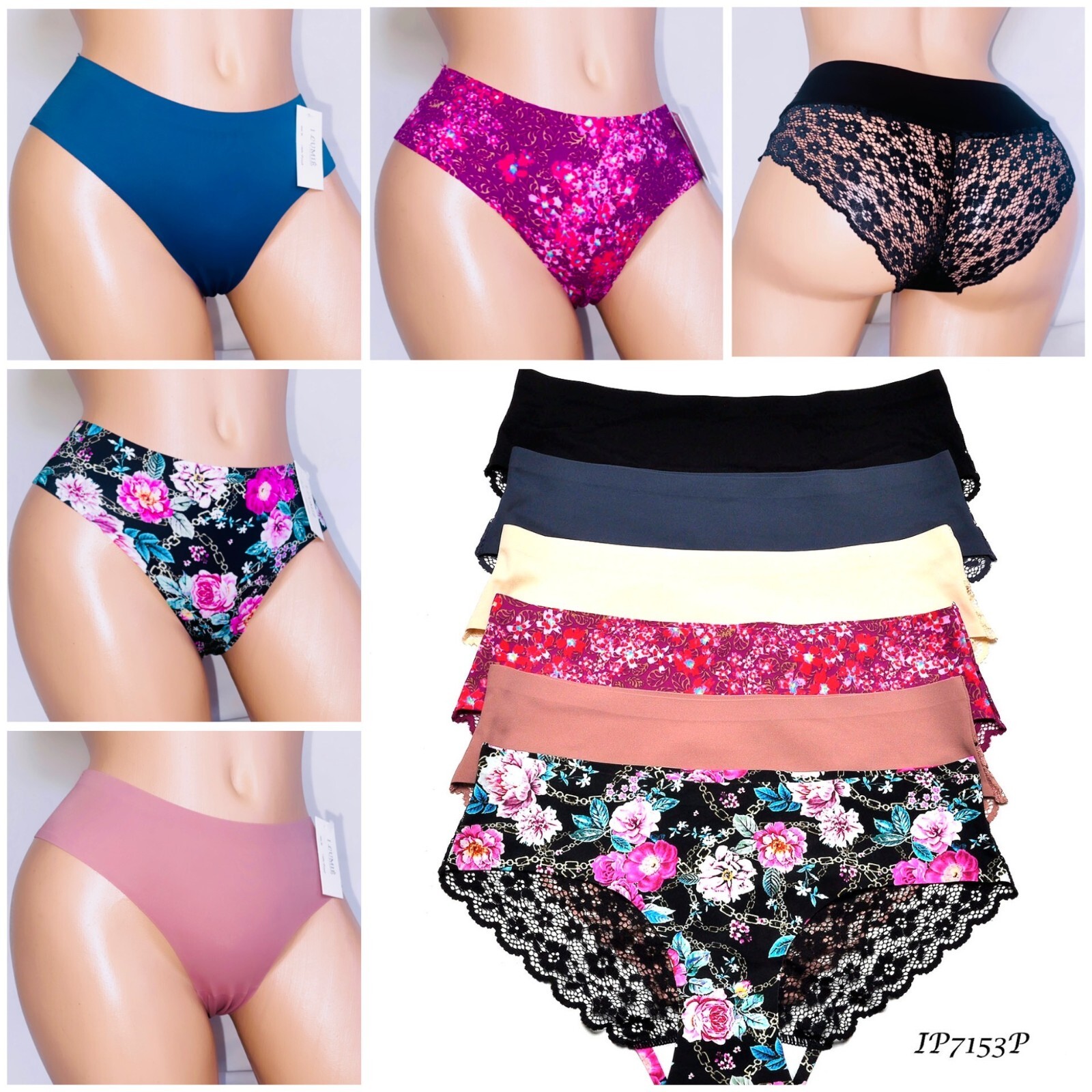 3/6 Women Sexy No Show Lace knickers Cheeky Panties Brief Lingerie Underwear 753