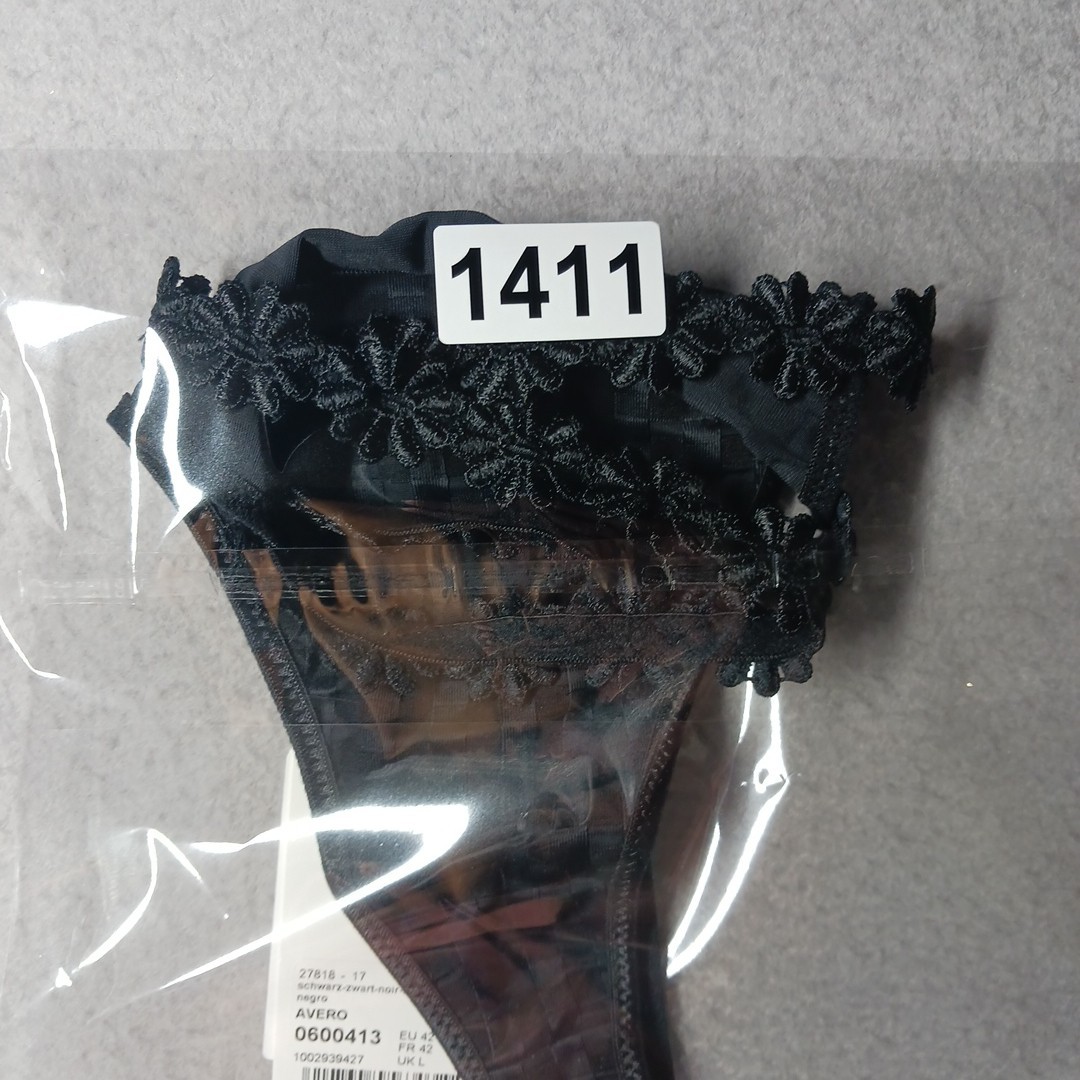 Marie Jo 0600-0413 Avero String Thong Panty Black L Floral Band Belgium Design