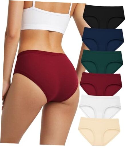 Women’s Cotton Underwear Full Coverage Soft Briefs Stretch Medium 6 Color Packs