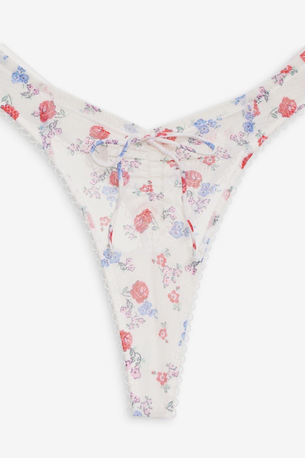 ​For Love & Lemons Lottie Thong Panty L Large VS Red Multi Floral NWT
