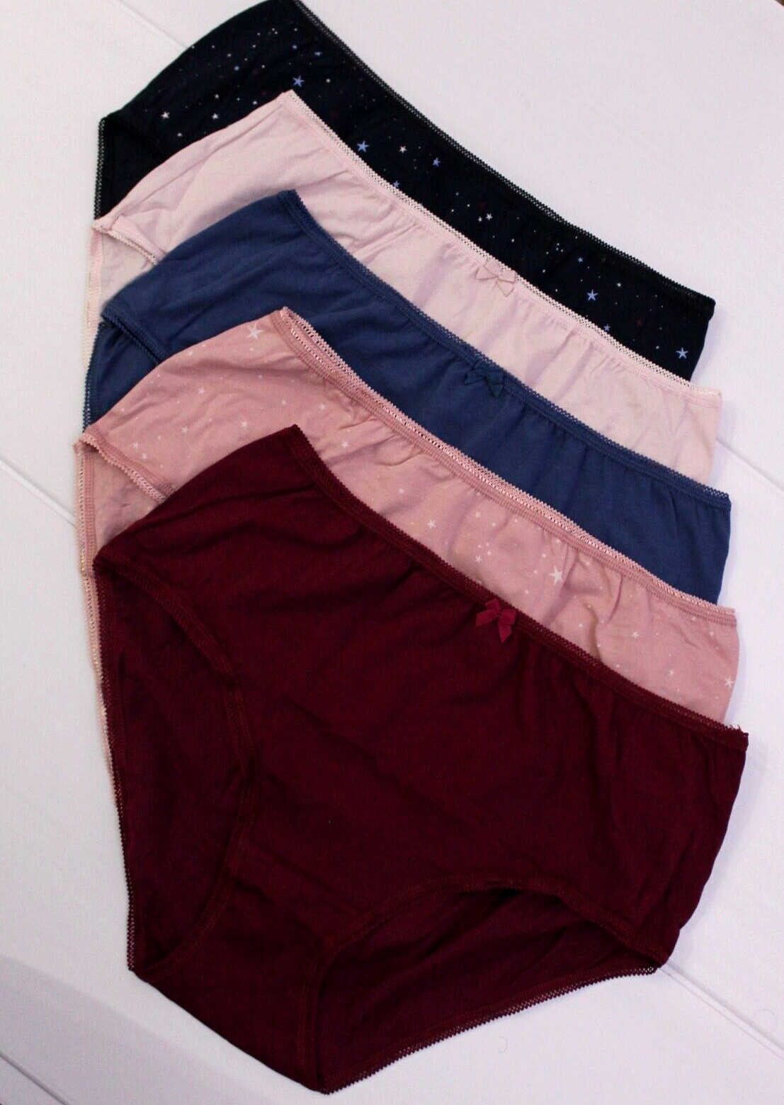 Ex M & S Ladies 5 Pack Cotton Lycra High Rise Shorts Briefs Midis Underwear