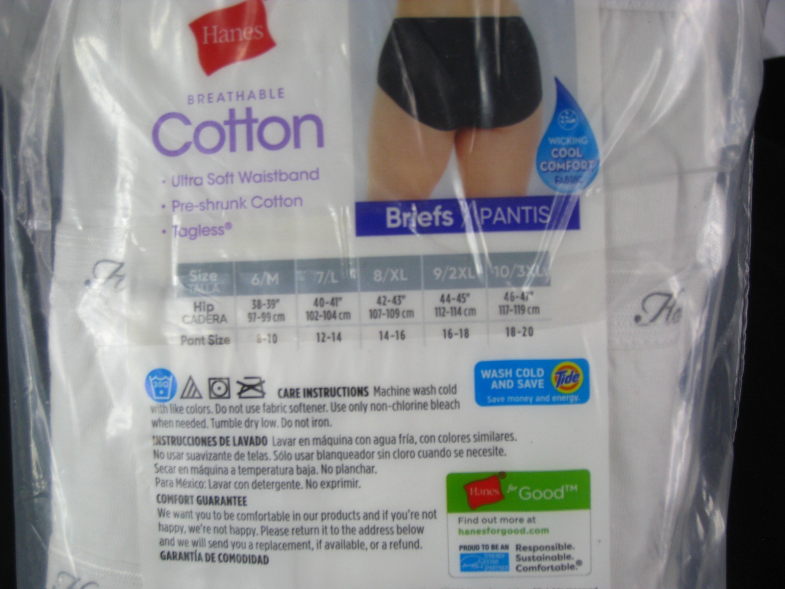 Hanes Breathable Cotton Tagless Briefs 9pk Women Size 6/M No Ride Up Waistband