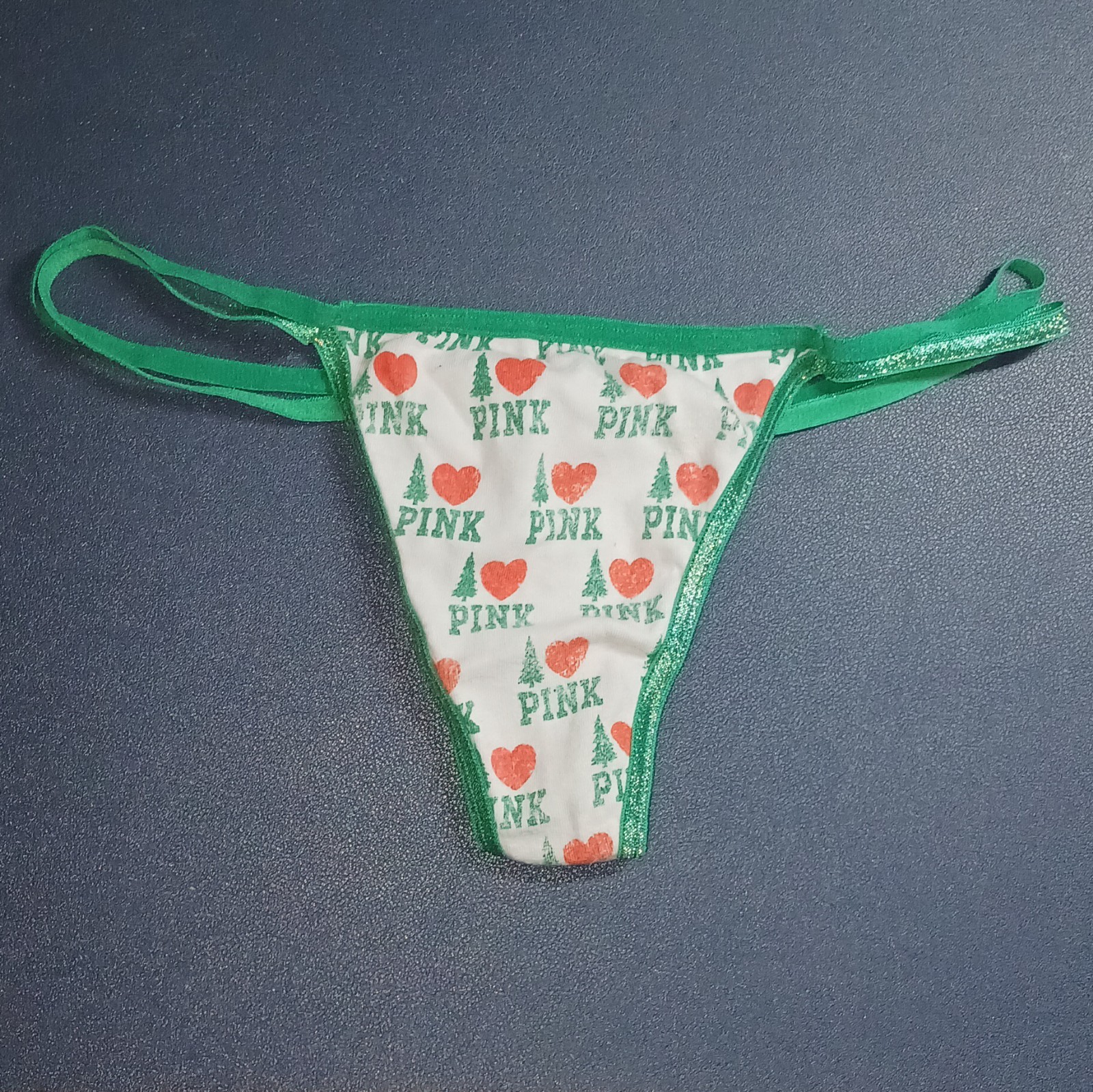 VINTAGE 2008 Victoria’s Secret Low Rise Double String Thong Panties Holiday XS
