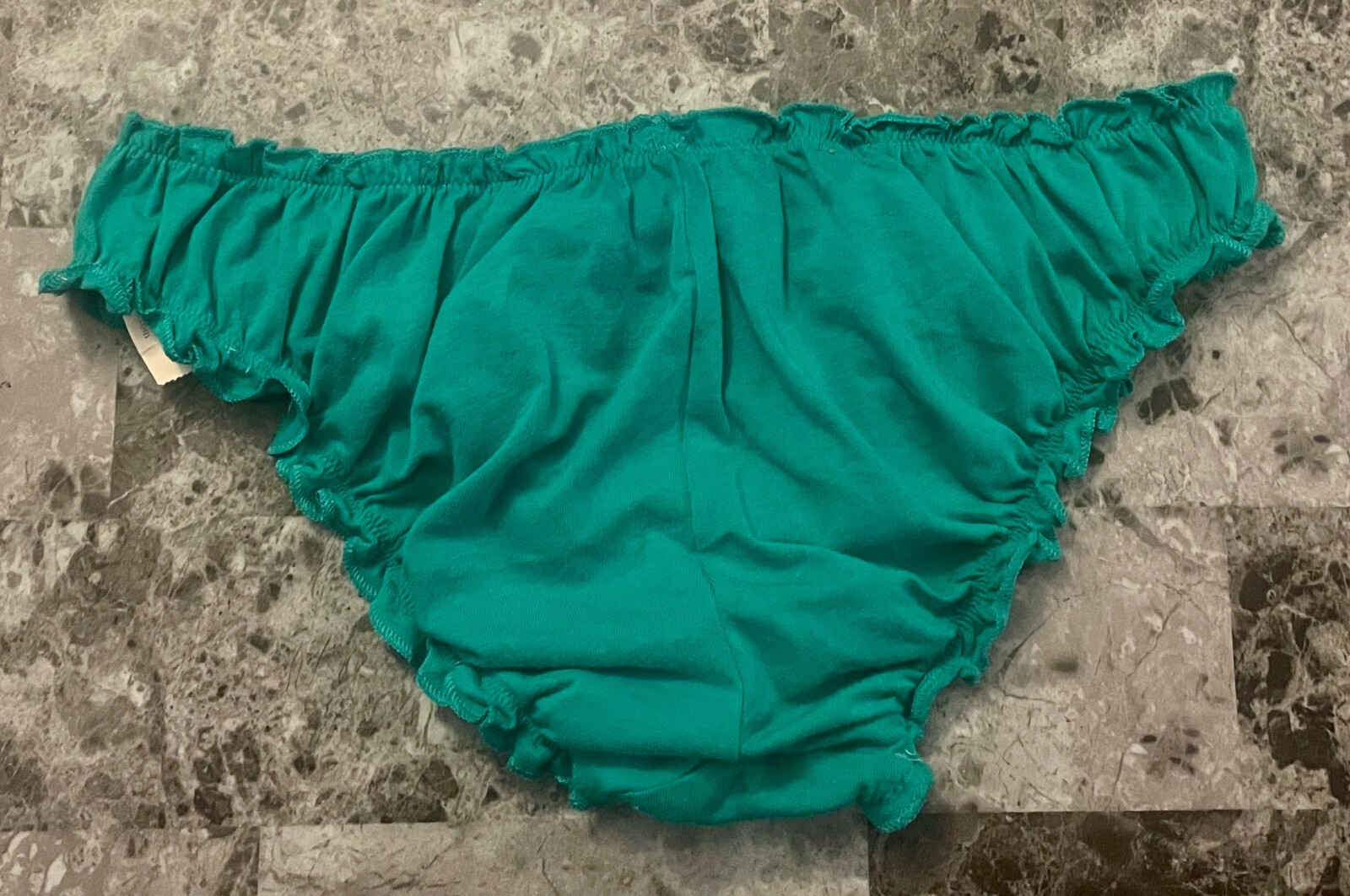 NWT VICTORIA’S SECRET MEDIUM GREEN RUFFLE BLOOMER RARE LOW RISE BIKINI PANTIES