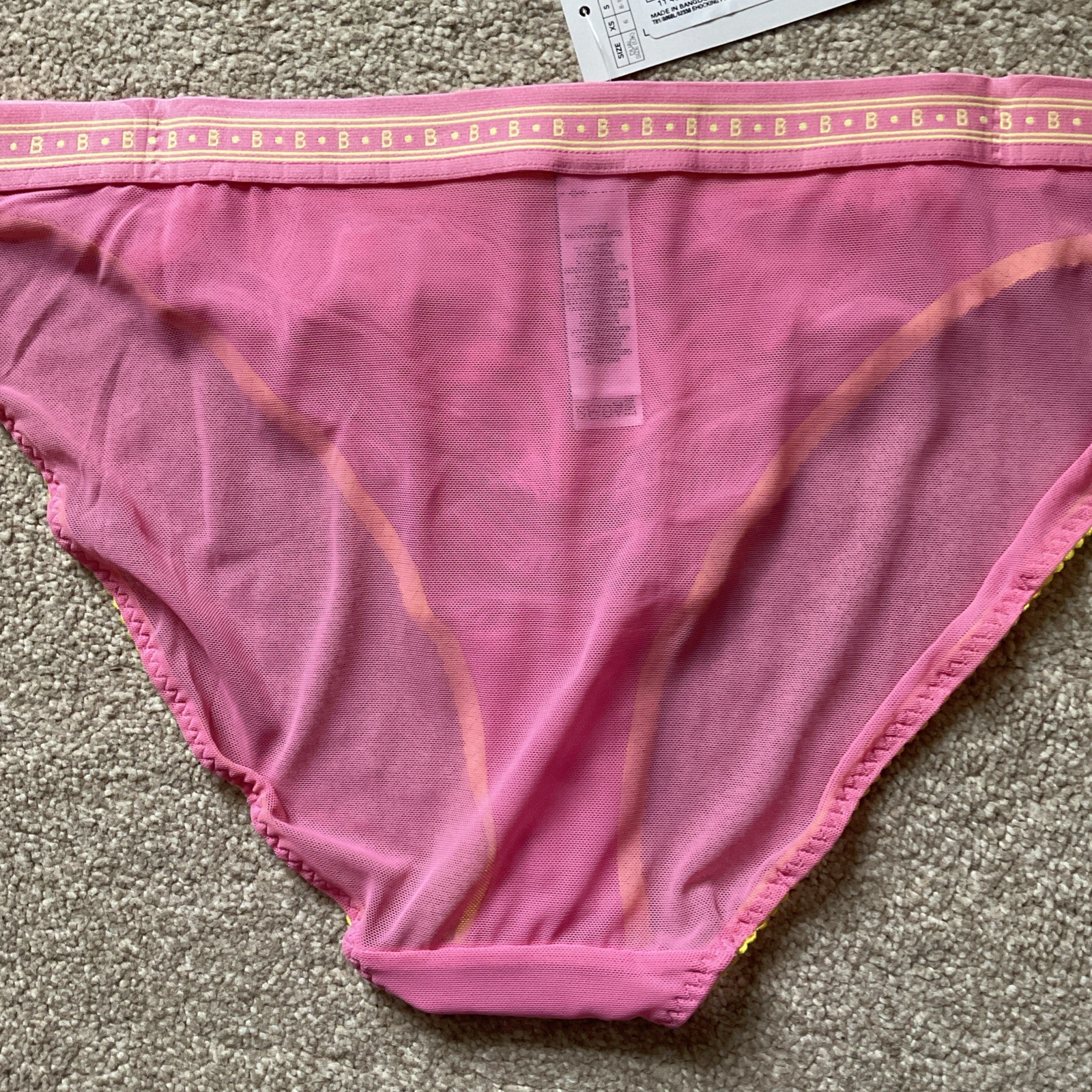M&S 2 x MEDIUM 12-14 Boutique High Leg Knickers See Through Mesh Shocking Pink M