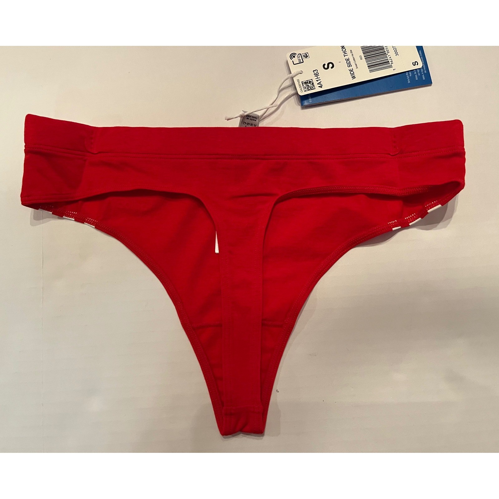 Adidas Woman’s Red 3 Stripes Wild Side Thong Smart Cotton Size Small