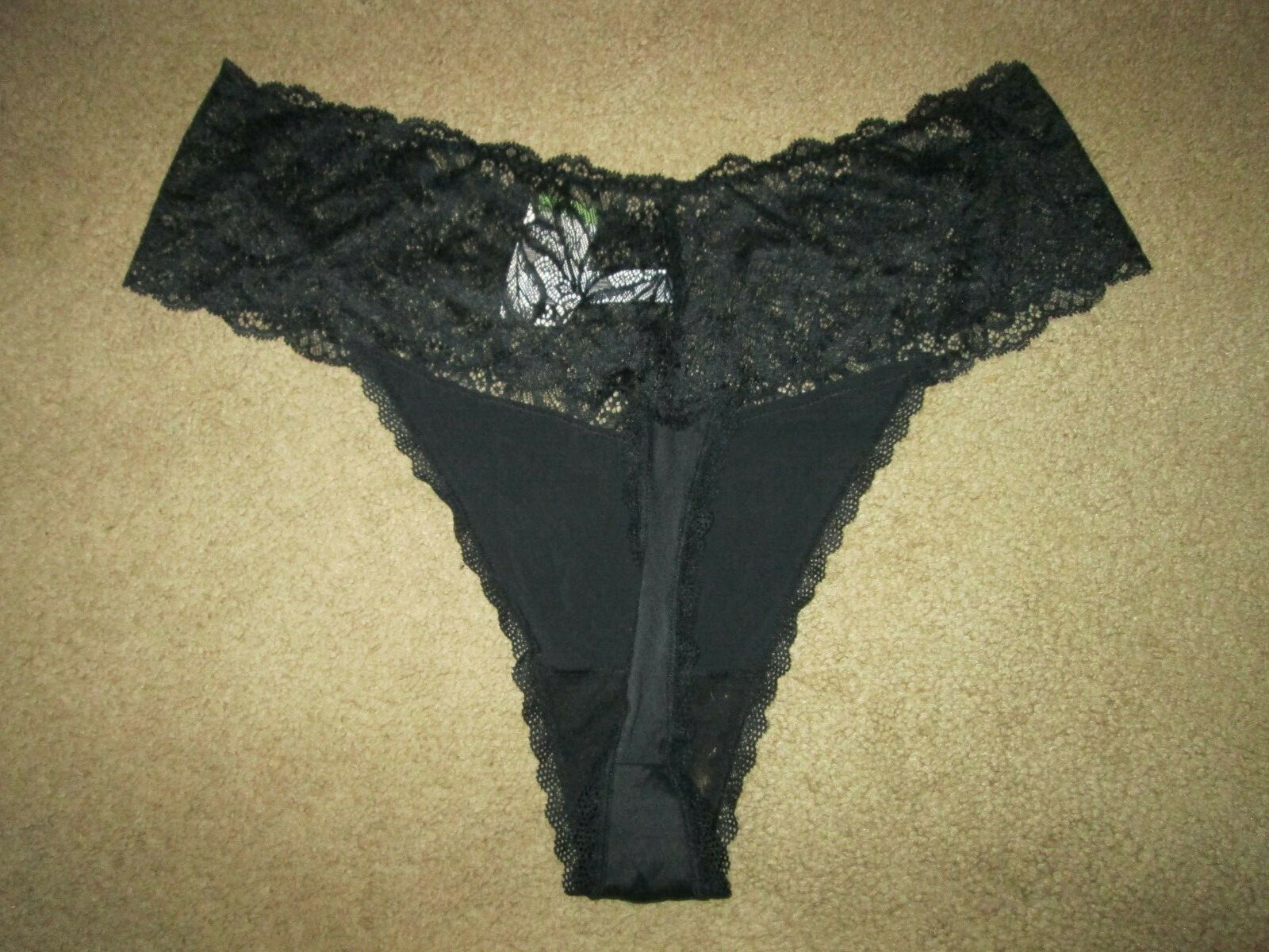Auden Ladies lacey thong-3X/24-26-NWT-1 item-black-micro w/ lace waistband