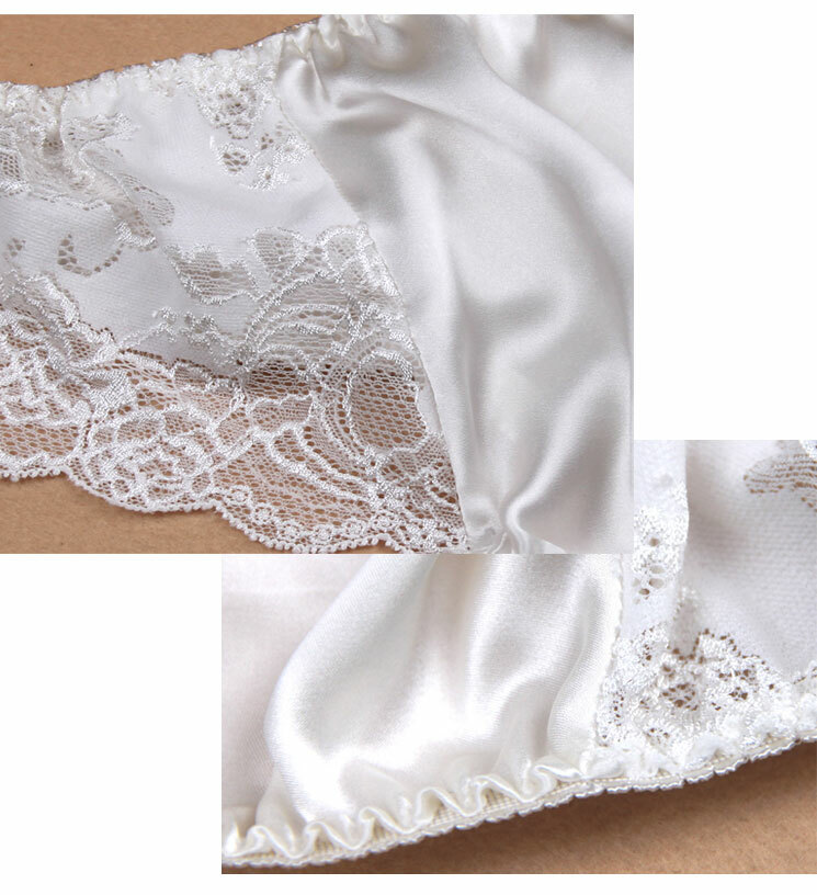 100% Mulberry Silk Underwear Women’s Low-rise Sexy Briefs With Lace Hot Knickers