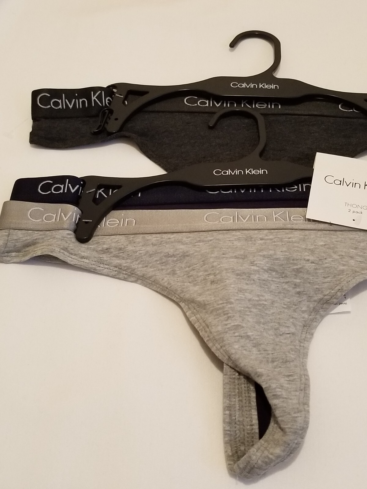 Calvin Klein 3 pc Thong Panties BLACK/ Navy blue/Gray QP1803 Size Small New