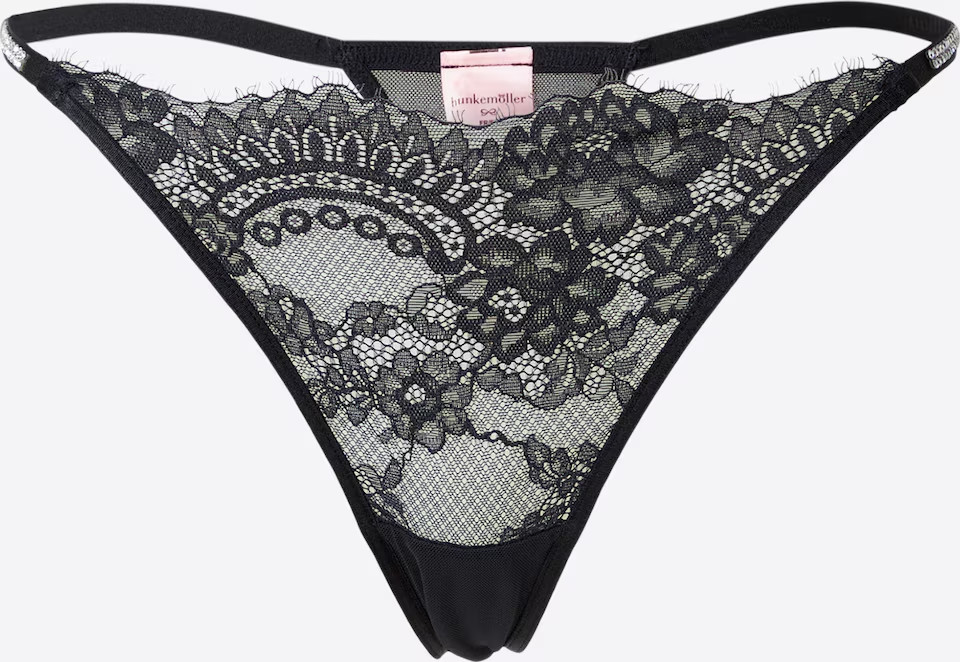 Hunkemöller Odette Lace High Leg Thong Black Size S NWOT