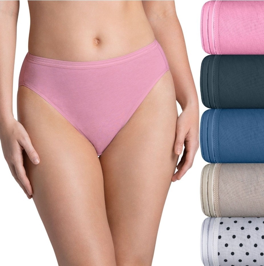 SZ 8 WOMEN’S Fruit of the Loom Signature ULTRA SOFT HI-CUTS 5PK Hi Society Gift