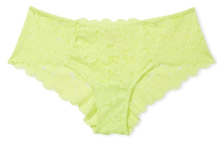L NEON Lime Citron Glow ALL Daisy FLORAL LACE Victorias Secret CHEEKY Pantie