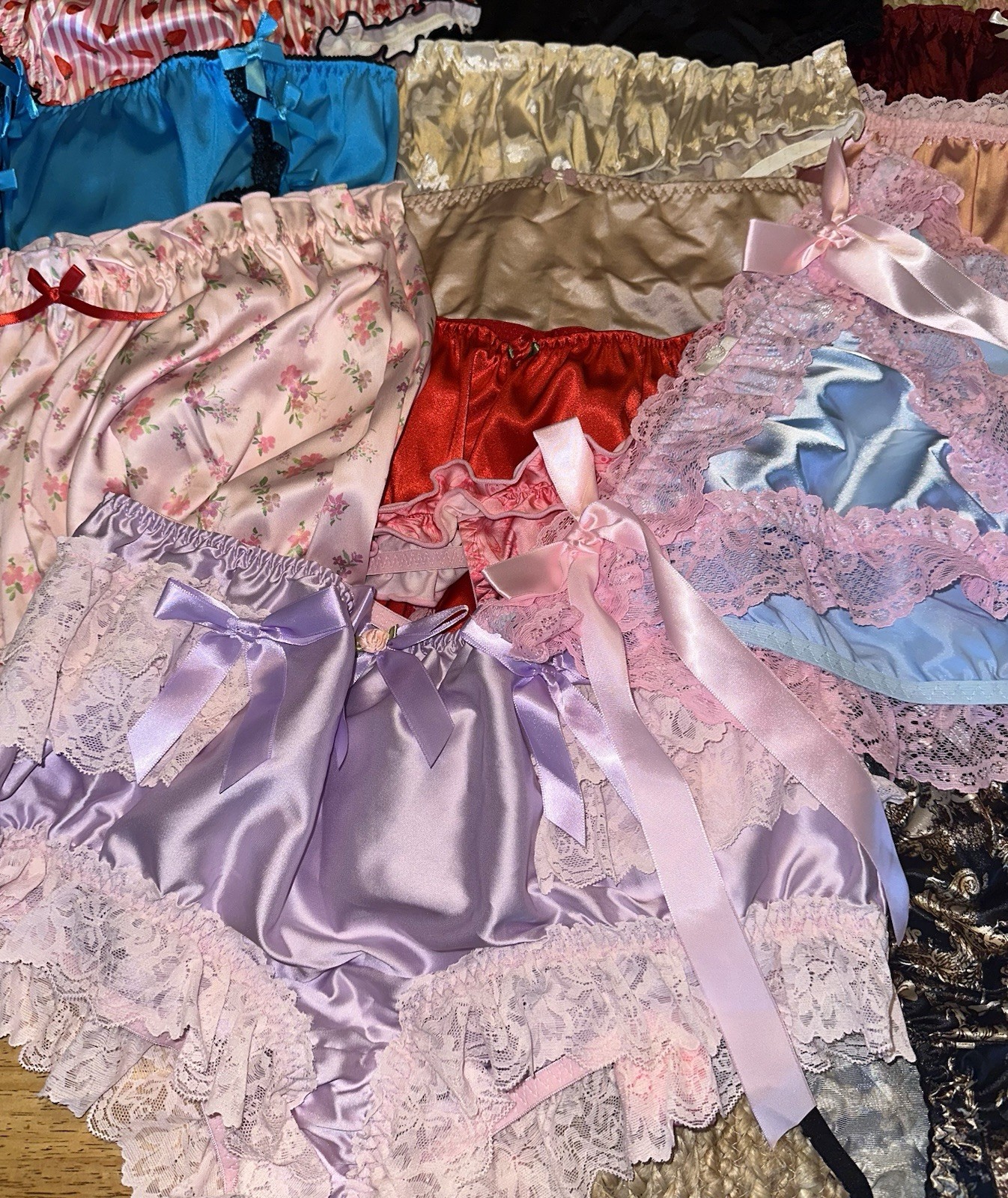 20 Lot XL NEW Sissy Panties Glossy Satin Lacy Buttery Briefs Knickers Bloomers