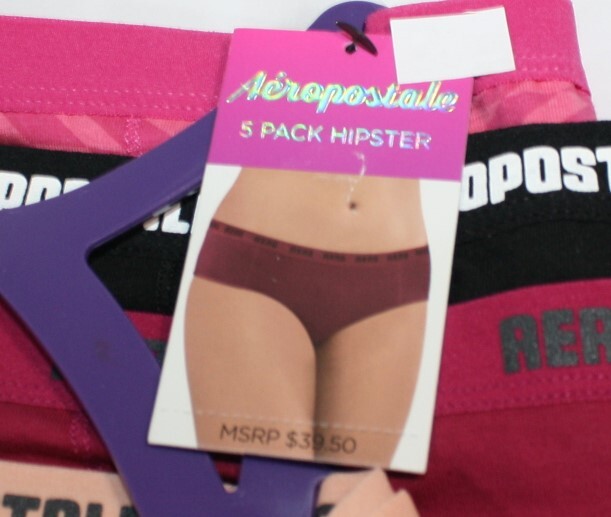 NWT set of 5 AEROPOSTALE cotton blend HIPSTER panties GRAY PINK GRAY BLACK PEACH