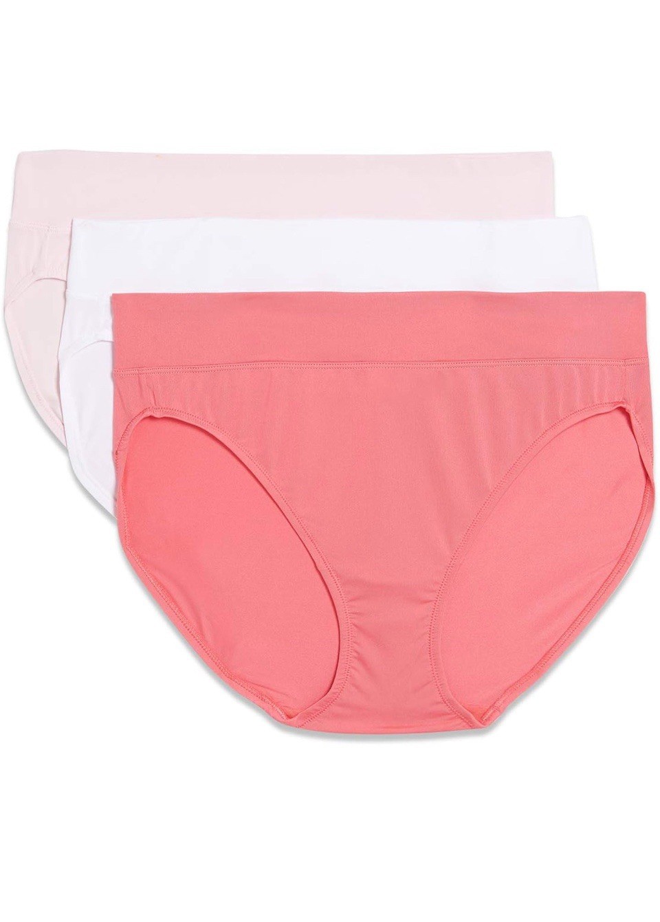 Warners Blissful Benefits Microfiber Hi-Cut Brief 3 Pack Pink Black Tan Medium