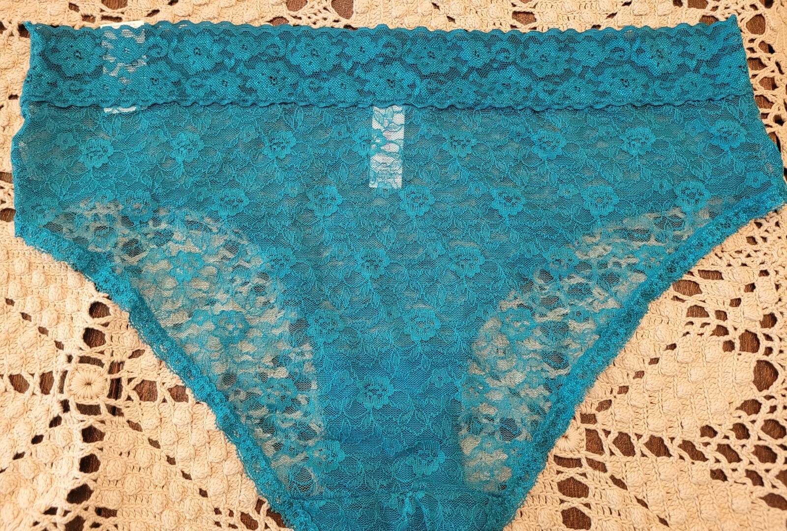 FLIRTITUDE SeXy See Thru Peek a Boo ChEEky Teal Lace Panties 9/2XL~ NWT