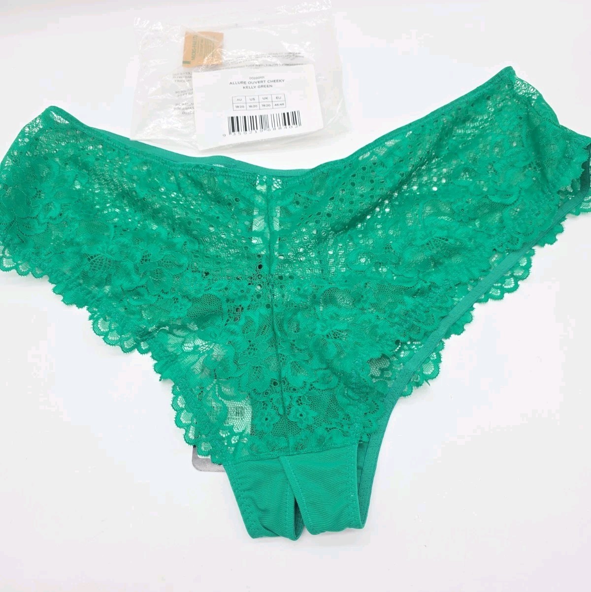 City Chic Plus Size Panty 18/20 Emerald Green Allure Ouvert Cheeky Panty New