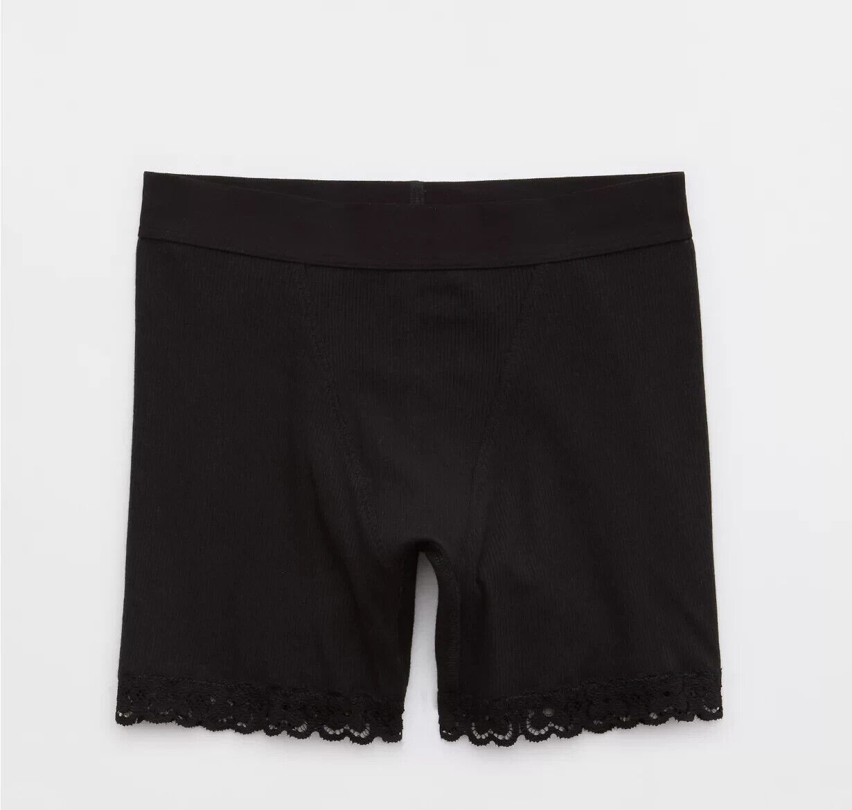 American Eagle Aerie Cotton Cozy Lace Boyshort Panties X-LARGE Solid Black New