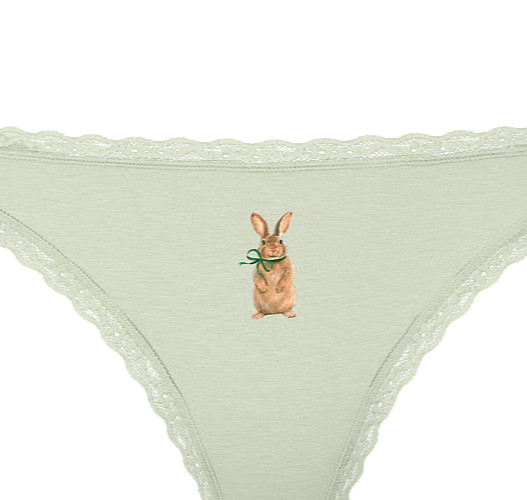 NWT Sealed Victoria’s Secret Easter Cotton Lace Waist Thong~ Mint Crush Bunny M