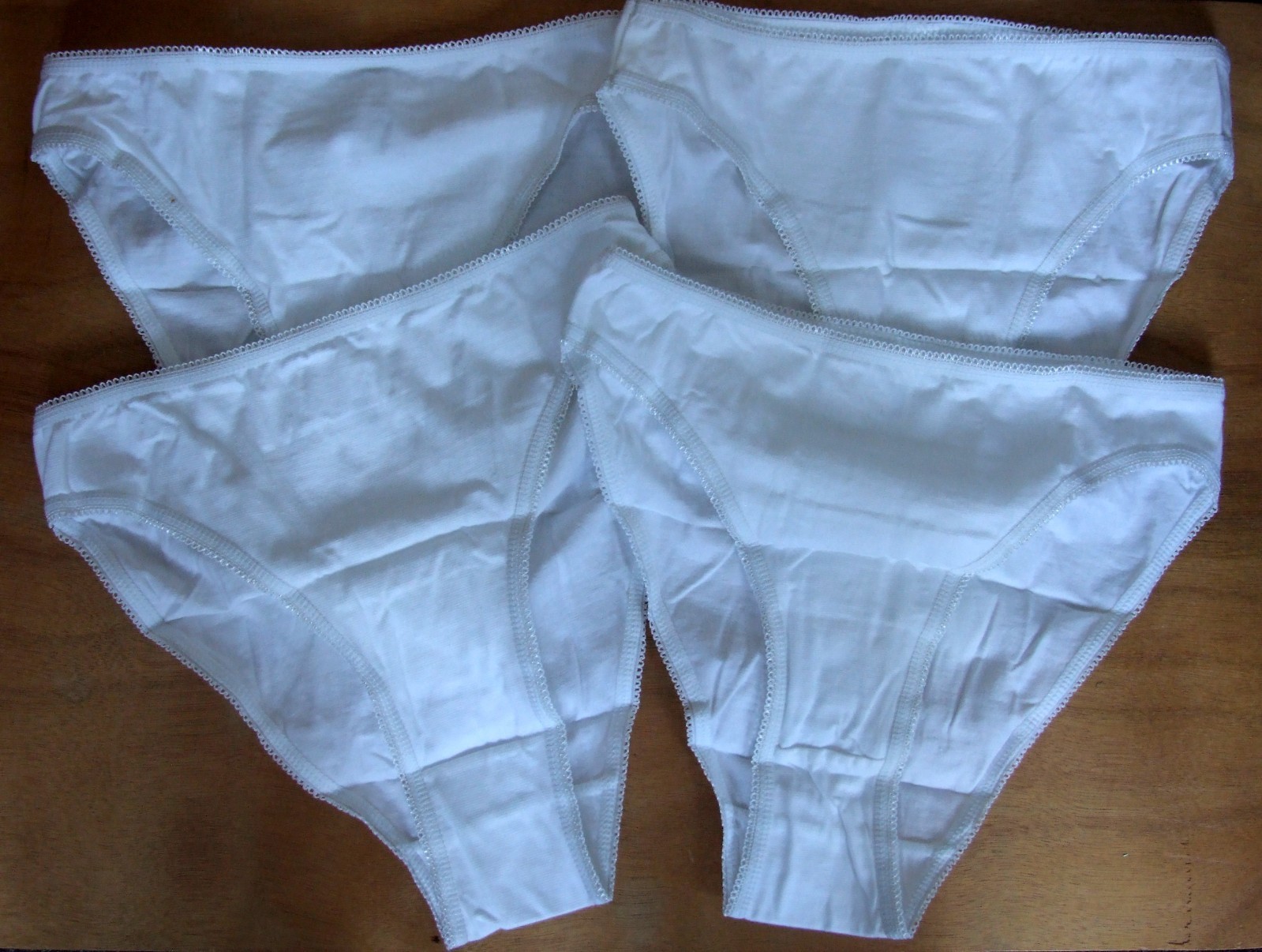 Four pairs size 12 High Leg Knickers Panties Briefs cotton rich stretchy White