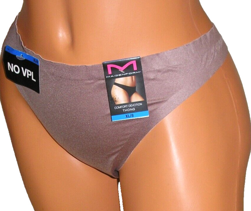 Panties Lingerie Maidenform No VPL Brown Thong Sz 8 XL Adult Gift